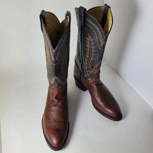 Tony Lama Men's Western Cowboy Boots Brown and Black Size 8 1/2 D Vintage